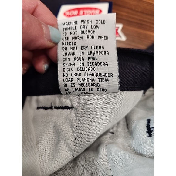 Vintage Bugle Boy Pleated Khaki Pants Boys 7x Easy Care No Wrinkle Navy Blue‎ - Picture 7 of 8